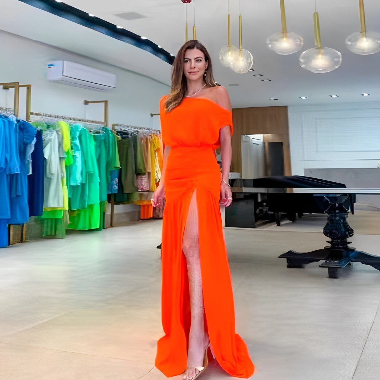 Vestido Longo Sereno Verão Vestido Longo Sereno Verão Rosa Chic Laranja P