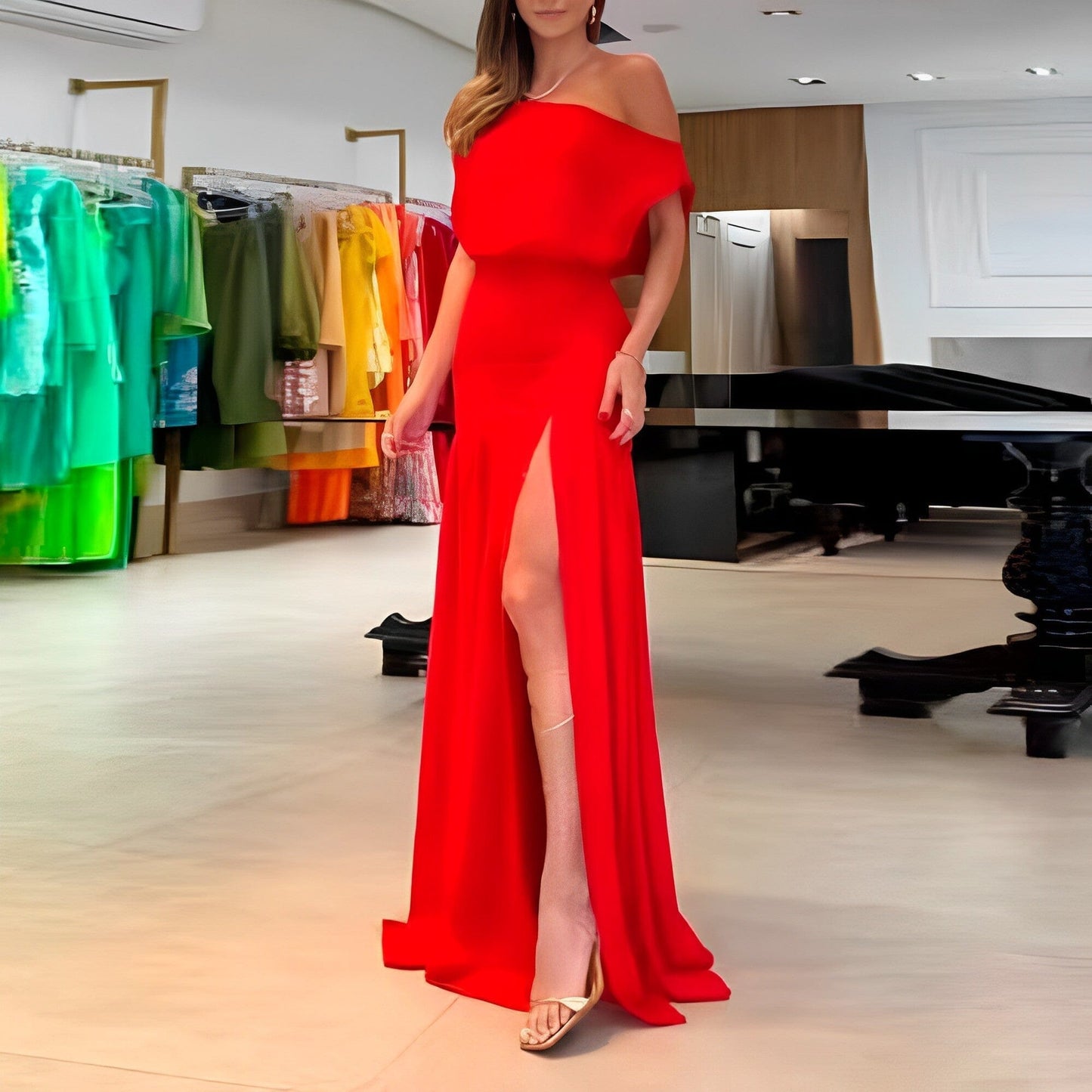 Vestido Longo Sereno Verão Vestido Longo Sereno Verão Rosa Chic Vermelho P