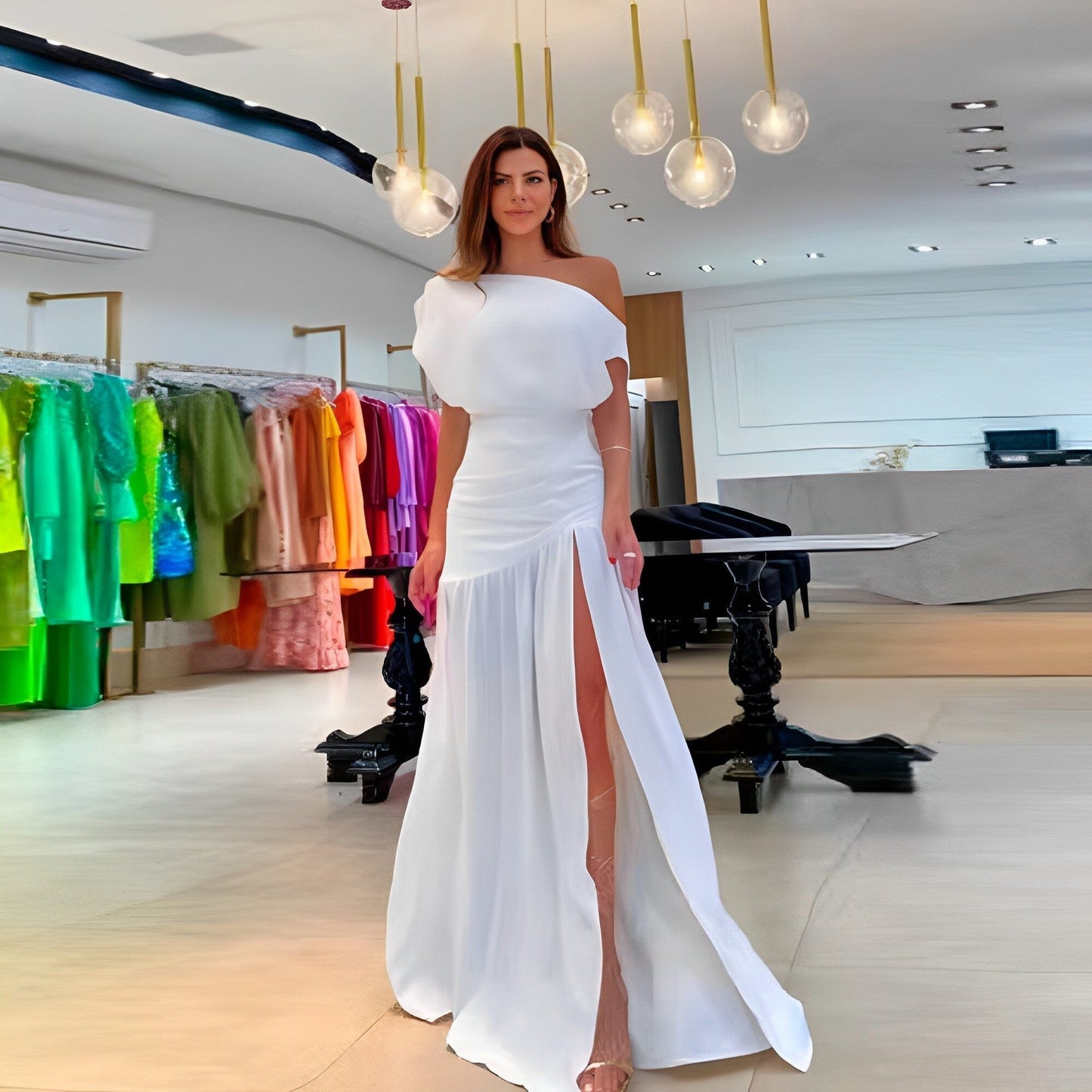 Vestido Longo Sereno Verão Vestido Longo Sereno Verão Rosa Chic Branco P